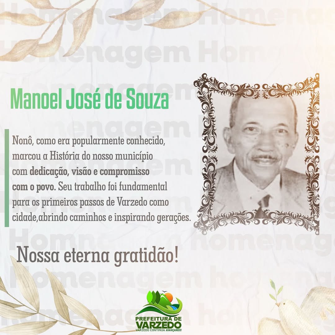 Com gratidão e respeito, hoje rendemos homenagem à memória de Manoel José de Souza